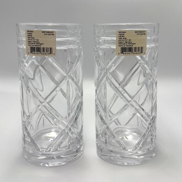 New Ralph Lauren Brogan Highball Two Glasses Lead Crystal Made in Germany - Picture 1 of 8